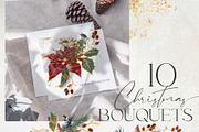 Christmas day flowers backgrounds, a Seasonal Illustration by Yuliya Derbisheva (Thumbnail 5 of 20)