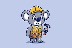 Worried Koala Builder Cute Cartoon C, an Animal Illustration by Gumrega Studio