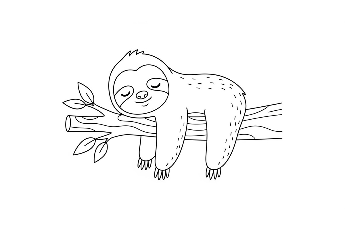 Cute Sloth Line Art Bundle, an Illustration by musafir_fashion (Photo 28 of 51)