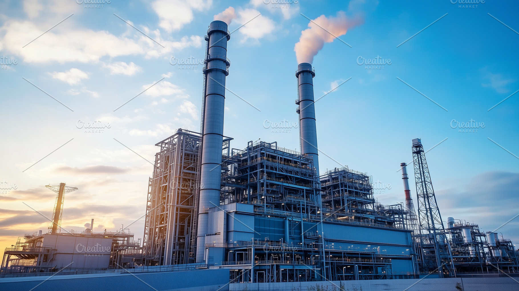 Modern industrial power plant with, an Industrial Photo by MistyDay
