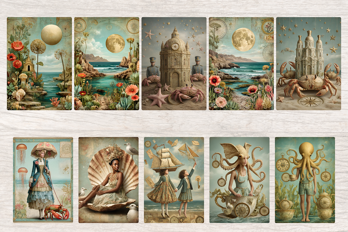 SURREAL RETRO BEACH JUNK JOURNAL, a Decorative Illustration by Daring Digies (Photo 6 of 8)