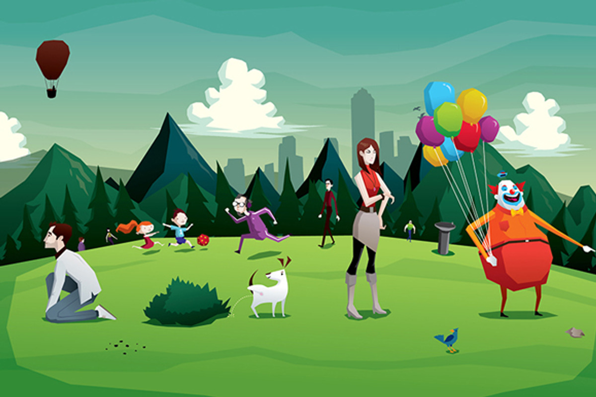 Cartoon park city illustration, an Illustration by Andres Moncayo (Photo 1 of 3)