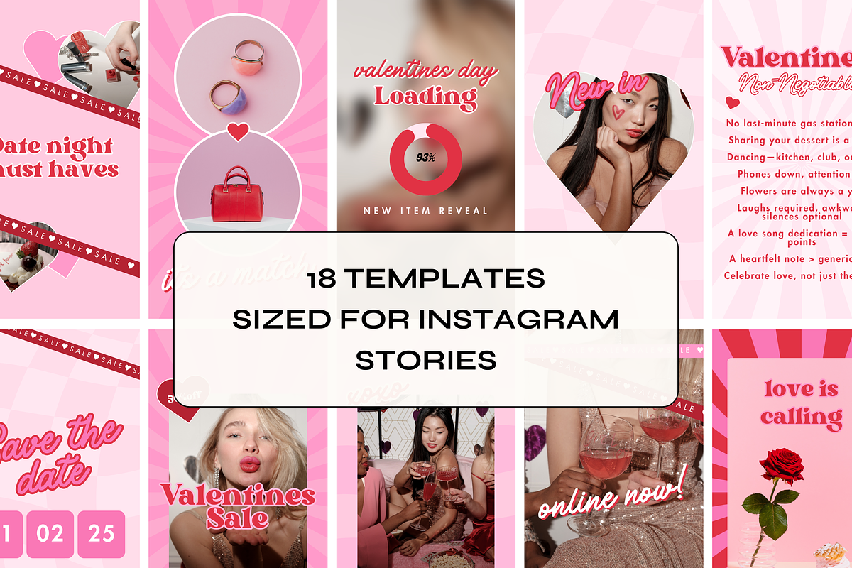 Valentines Retro Instagram Templates, a Social Media Template by The Pixel Palace (Photo 3 of 8)