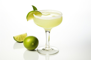Glass of margarita cocktail on white background, a Food & Drink Photo by AlyaAnd