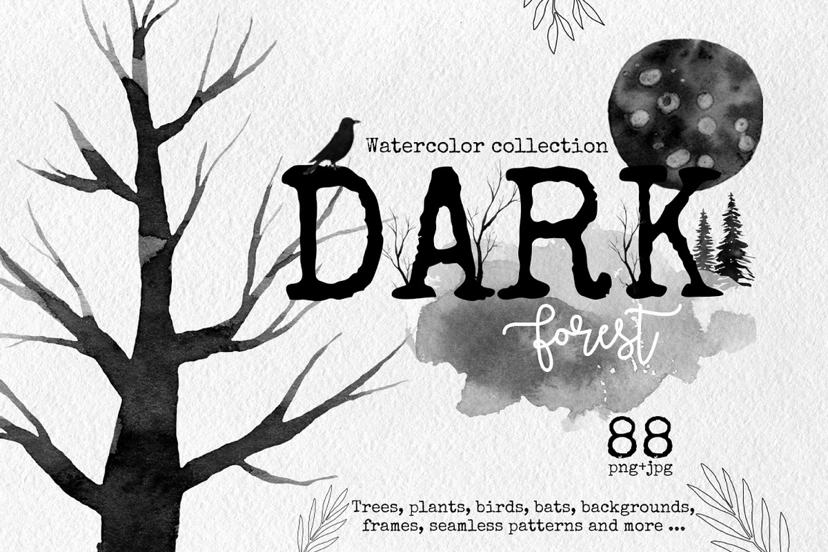 Watercolor set Dark Forest, an Illustration by Noli Molly Store (Photo 1 of 11)