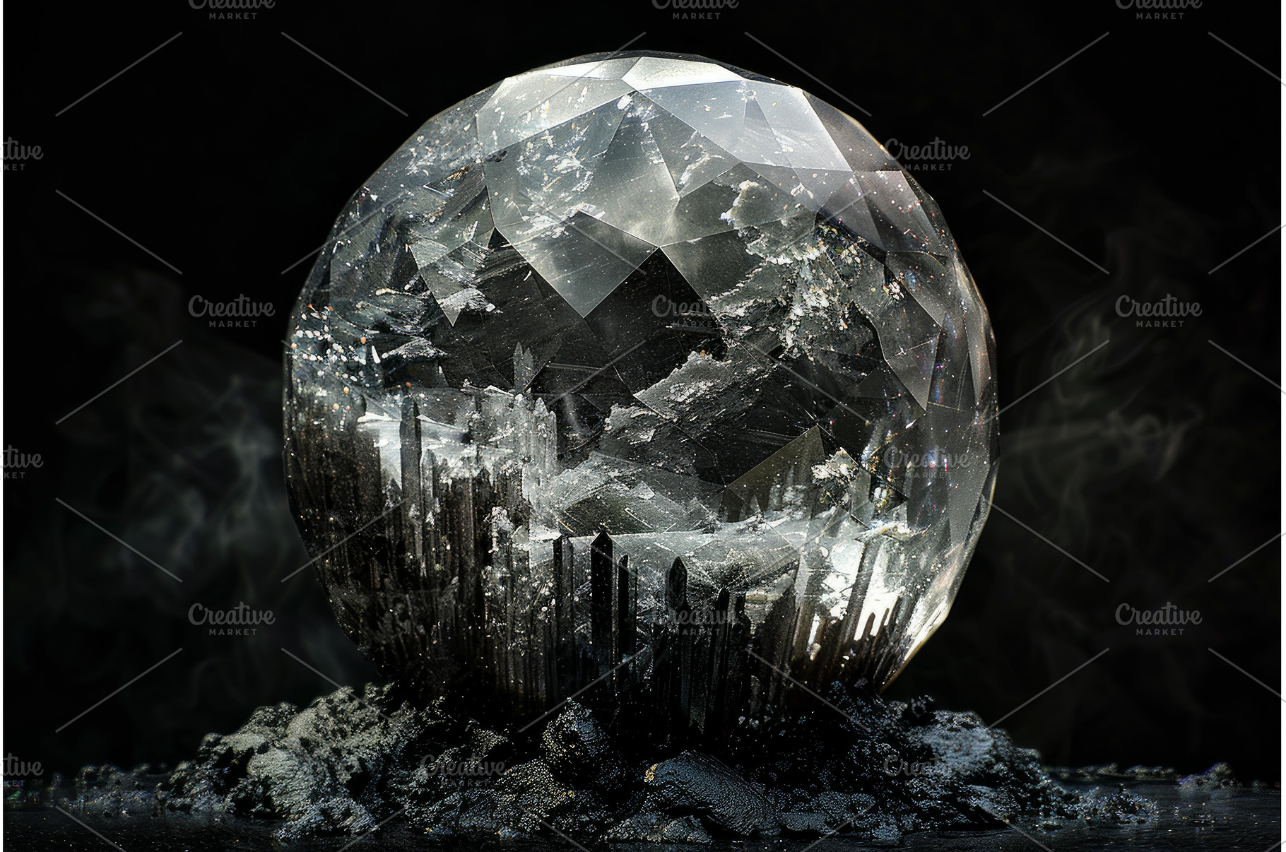 Mystical crystal sphere on dark, an Abstract Photo by Ylivdesign