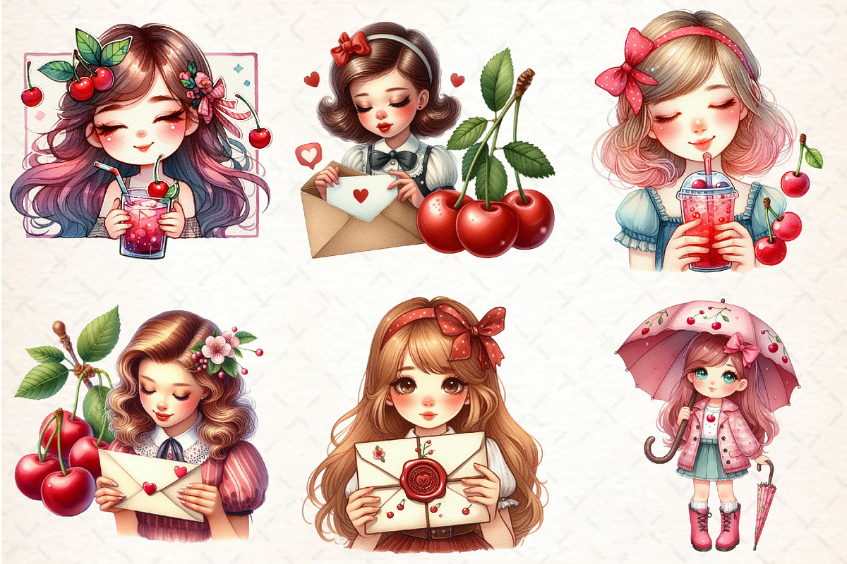 Cherry Girl Sublimation, an Illustration by DreamCafeArt (Photo 4 of 8)