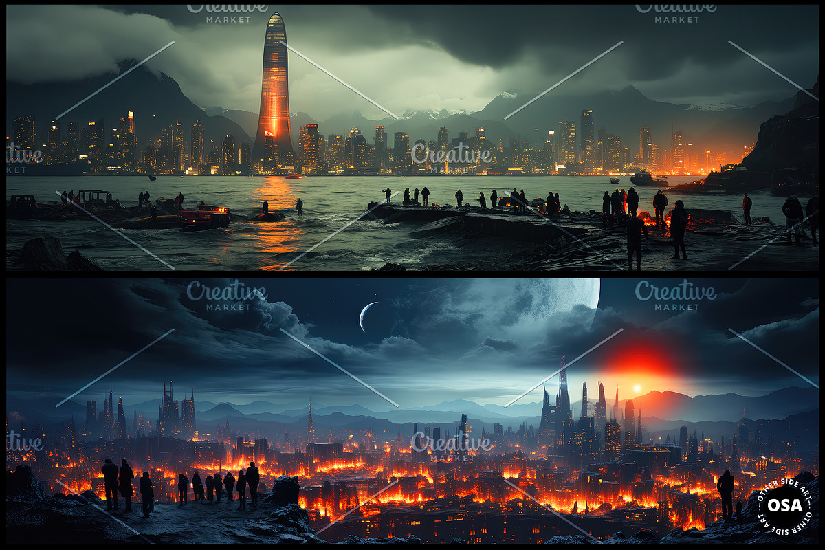 Apocalyptic Metropolis Landscape, a Wallpaper Graphic by Other Side Art (Photo 2 of 5)