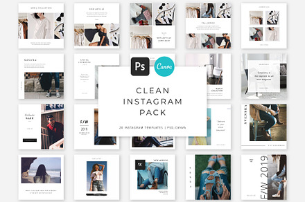 Clean Instagram Pack PS & Canva