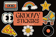 Groovy Sticker Set. Hippie Retro, an Object Graphic by JeksonGraphics (Thumbnail 1 of 3)