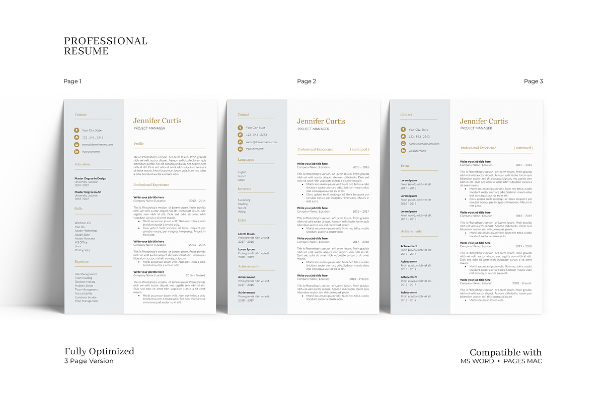 Clean Resume Template, a Resume Template by GraphicFlava (Photo 3 of 8)
