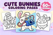 Cute Bunnies Coloring Pages Vol. 3, an Animal Illustration by Inkivelle Studio (Thumbnail 1 of 3)