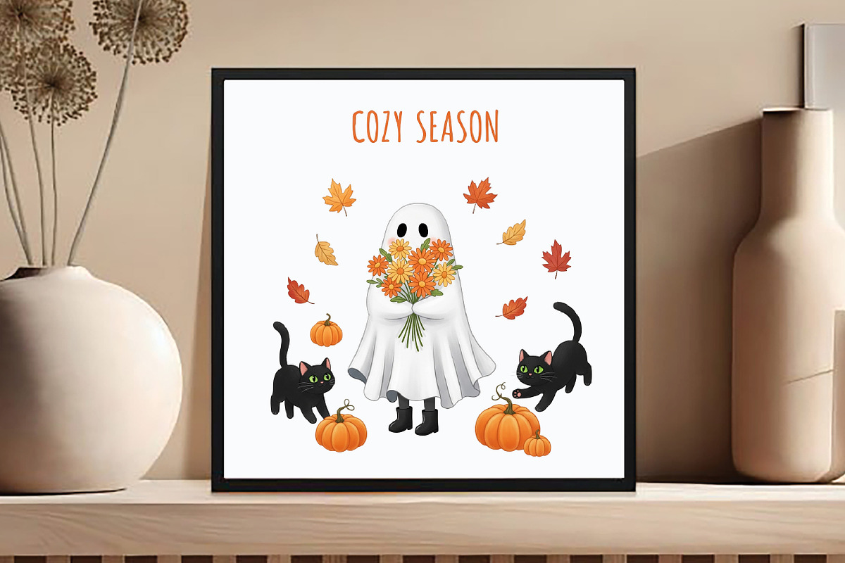Cozy Season Png,Ghost Cat Png, an Illustration by DreamCafeArt (Photo 4 of 7)