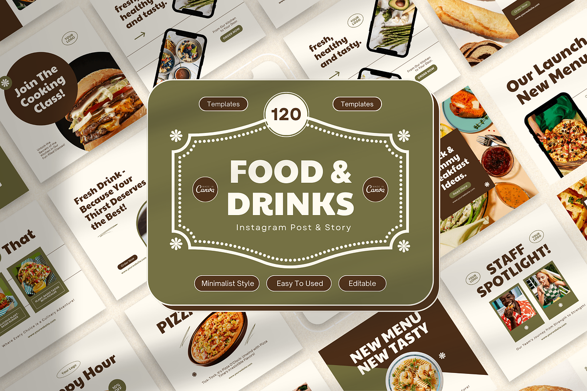 120 Food And Drink Intagram Template, a Social Media Template by Branding Victory STD (Photo 1 of 9)