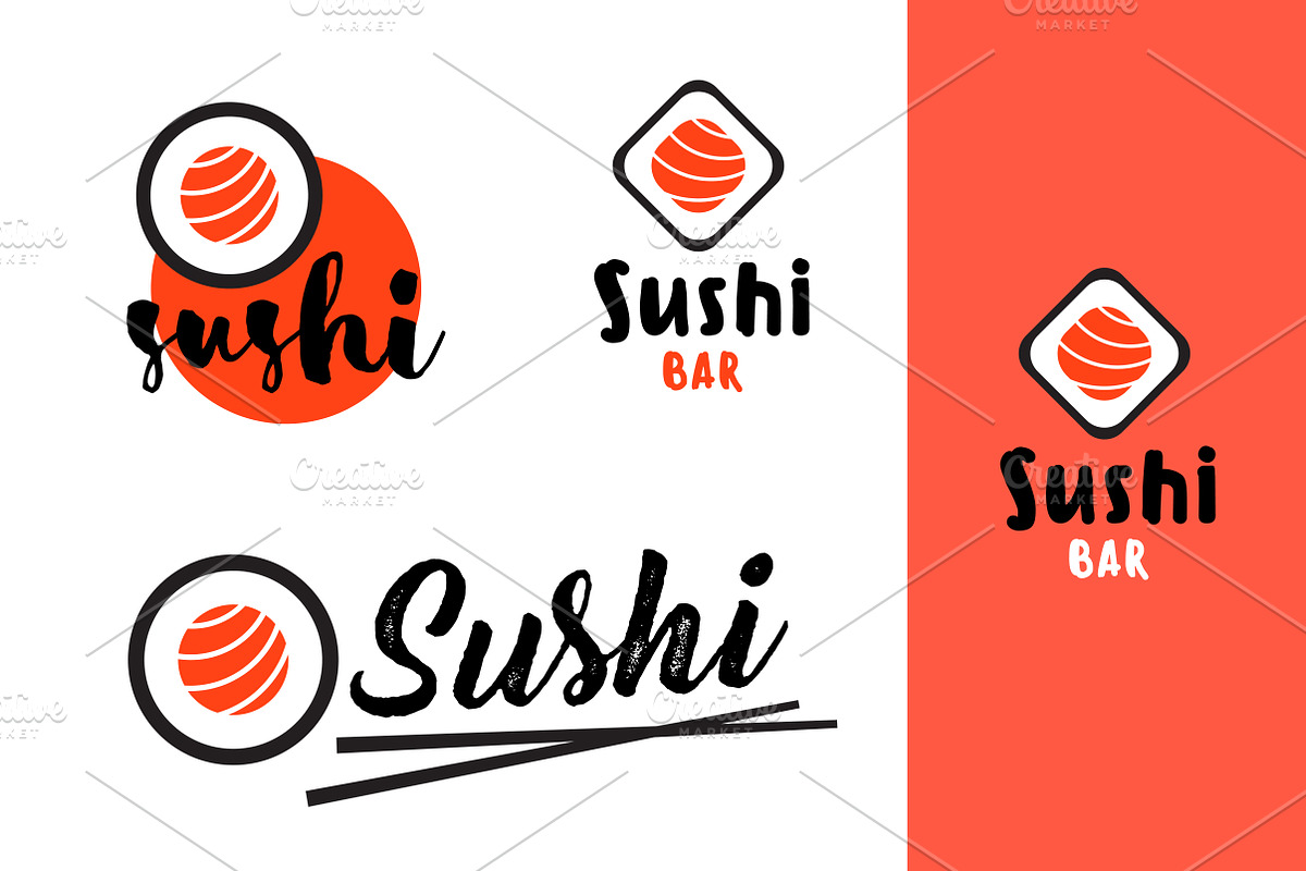 Sushi bar logo set, a Branding & Logo Template by Alejik
