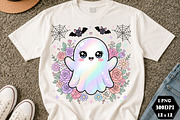 Cute Rainbow Ghost Halloween PNG, an Object Illustration by DreamCafeArt (Thumbnail 1 of 7)