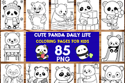 Cute Panda Daily Life Coloring Pages, a Brochure Template by LA Design (Thumbnail 1 of 10)