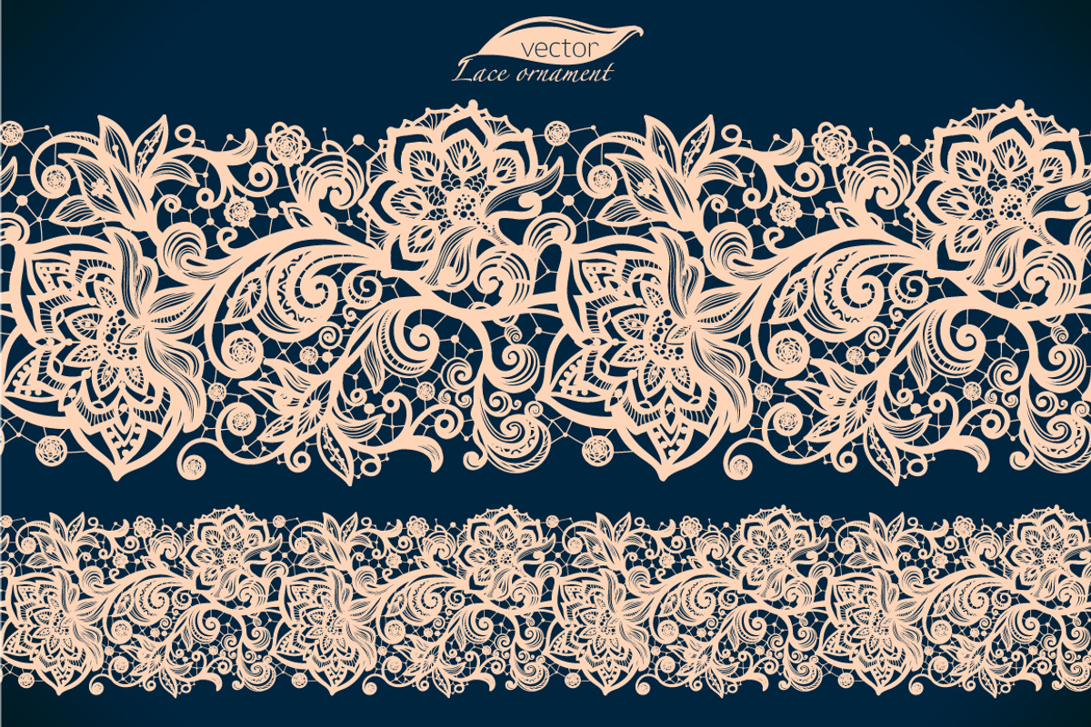 Seamless lace pattern with flowers, a Texture Illustration by Vikpit (Photo 3 of 3)