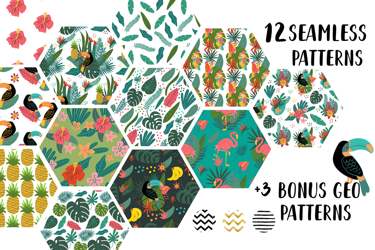 Tropical Clip Art & Patterns Set, an Illustration by 5August Art (Photo 4 of 8)
