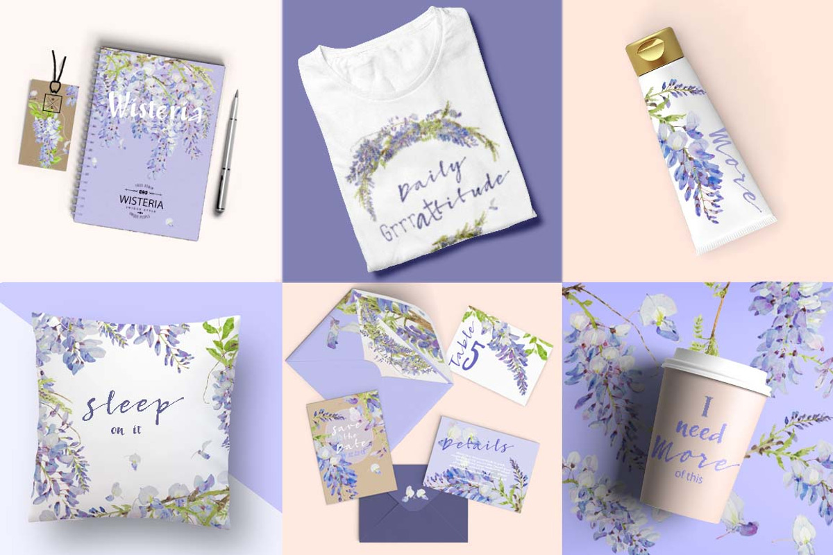 Wisteria - Design Pack, an Illustration by watercolorwild.graphics (Photo 3 of 7)