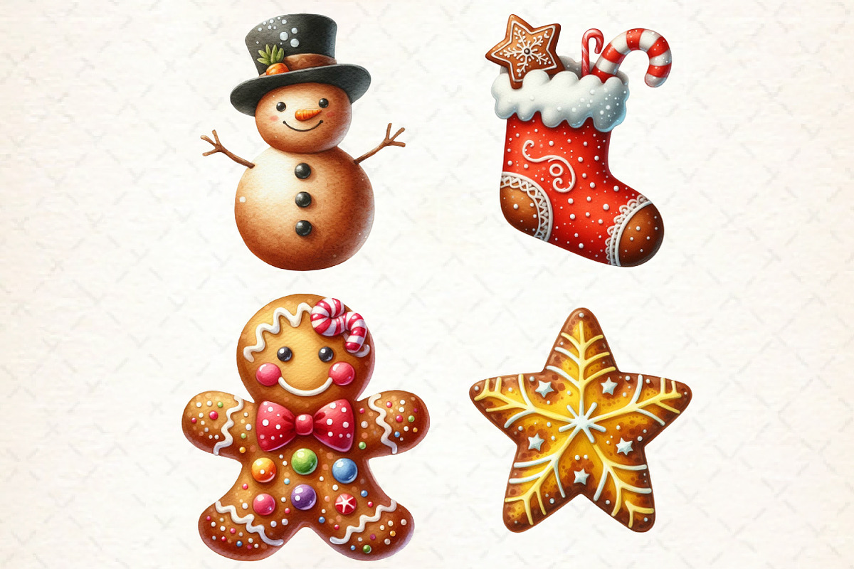 Watercolor Gingerbread Clipart, an Illustration by Libby Wishes (Photo 4 of 7)