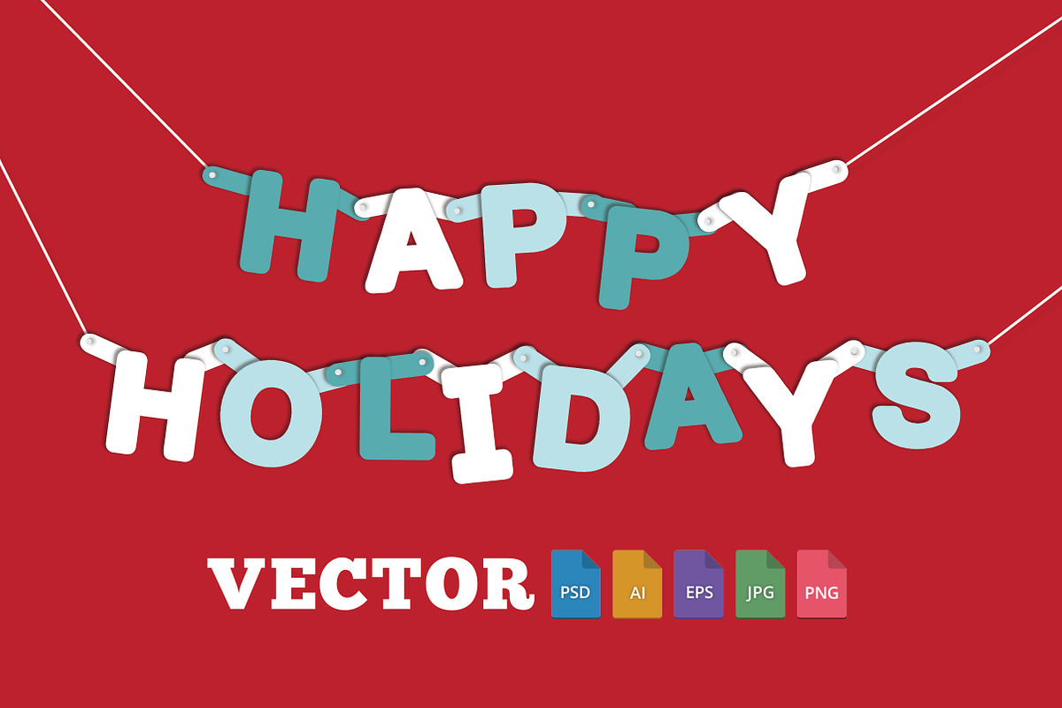 Happy Holidays String Banner, an Illustration by cvcreative (Photo 1 of 2)
