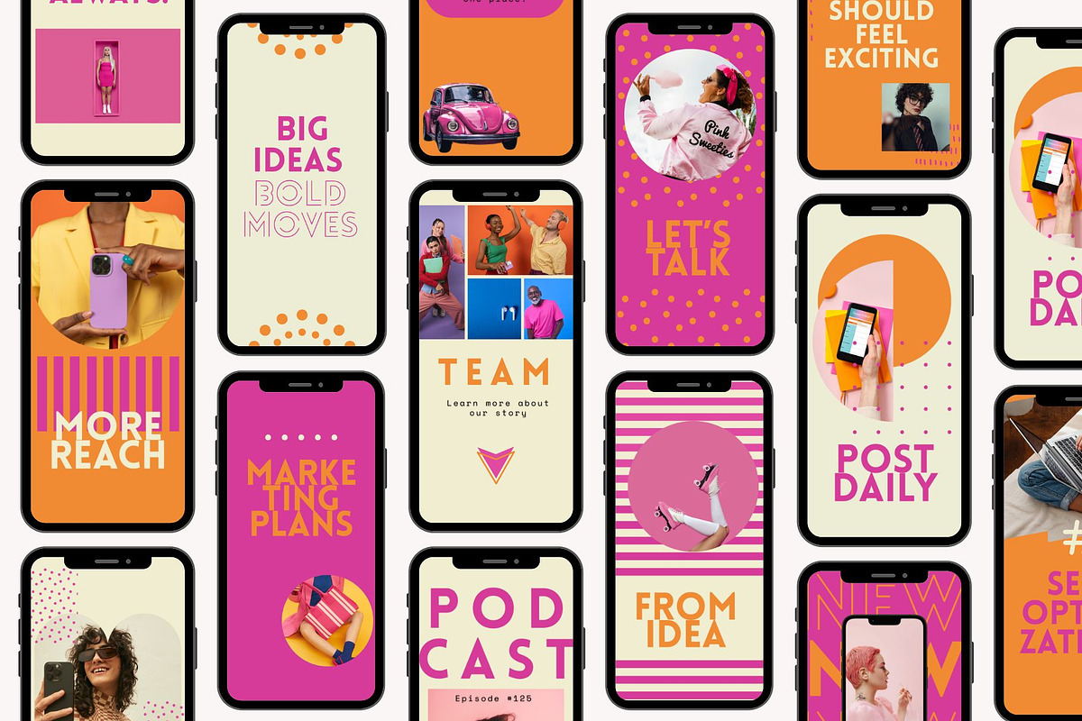 Bold Orange Pink Instagram Templates, a Social Media Template by Yaaas Design (Photo 9 of 12)