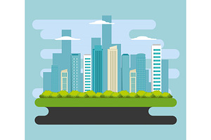 Cityscape Buildings Scene Icons