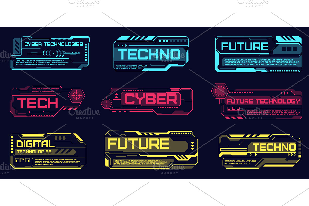 Futuristic frames labels. Hi tech, an Object Illustration by YummyBuum