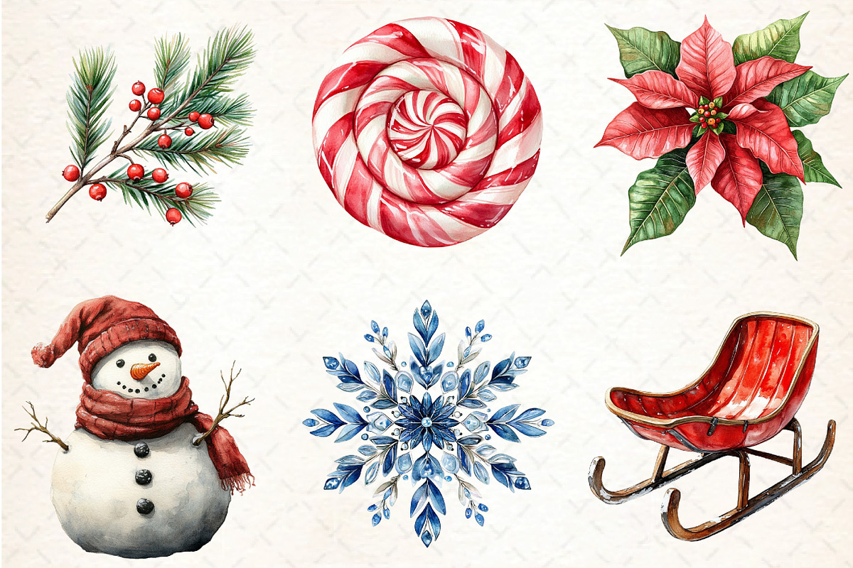 Watercolor Christmas Clipart PNG Bun, an Illustration by DreamCafeArt (Photo 4 of 5)