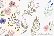 watercolor floral clipart set, a Decorative Illustration by Patishop Art (Thumbnail 7 of 10)