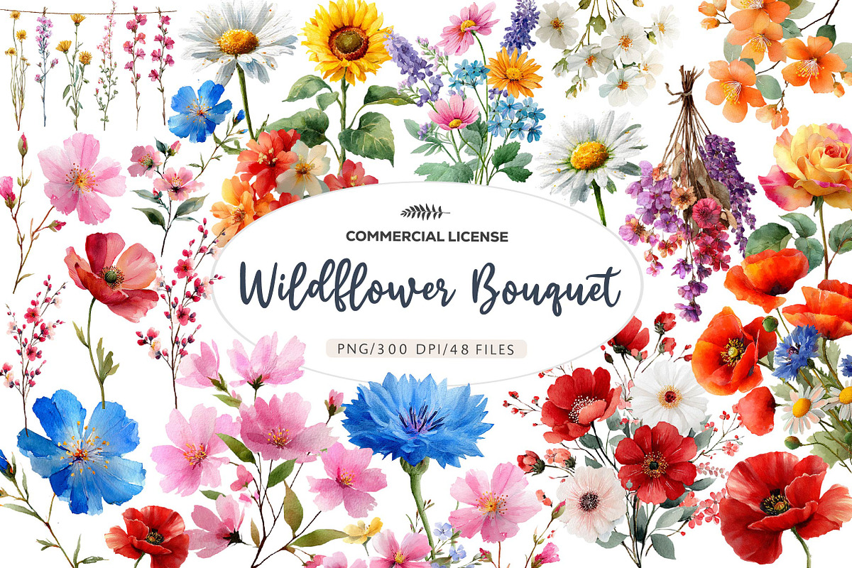 Wildflower Bouquet, Rustic Florals, an Illustration by CreationArt (Photo 1 of 5)