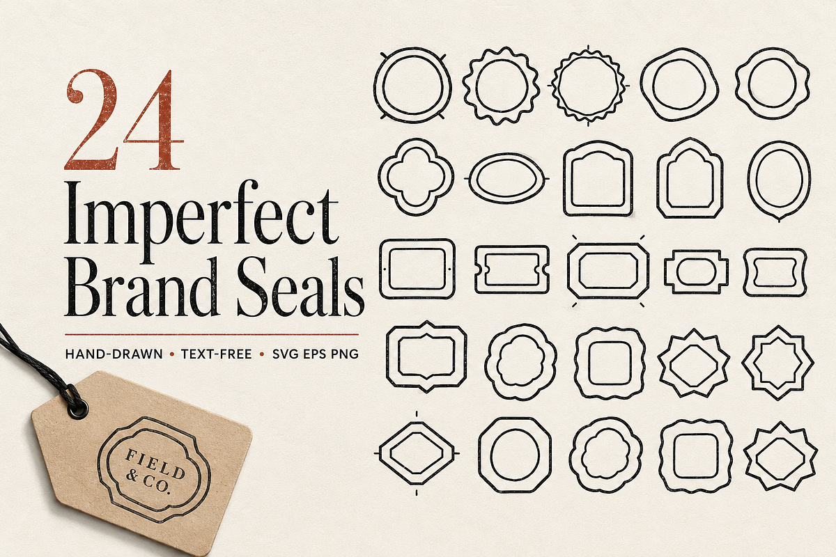 24 Imperfect Hand-Drawn Brand Seals, an Object Graphic by Designs24hr (Photo 1 of 9)