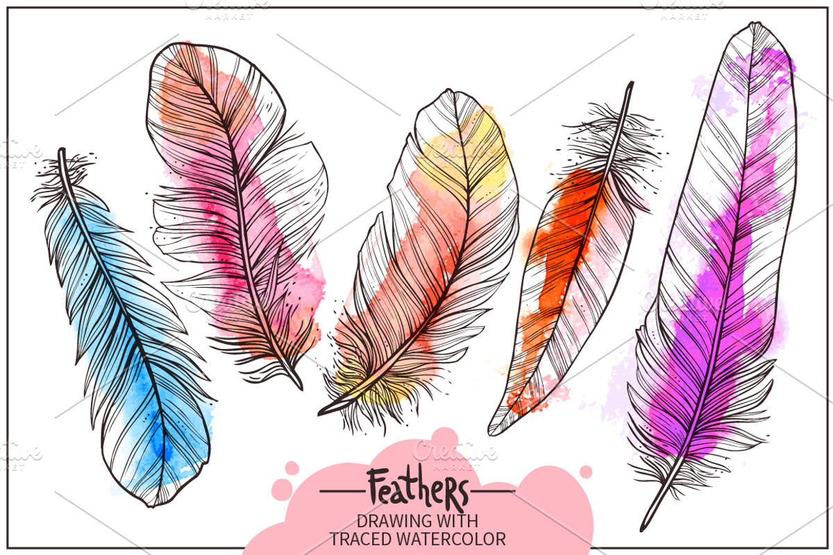 Feathers. Hand Drawn Collection, an Object Graphic by alexrockheart (Photo 3 of 5)