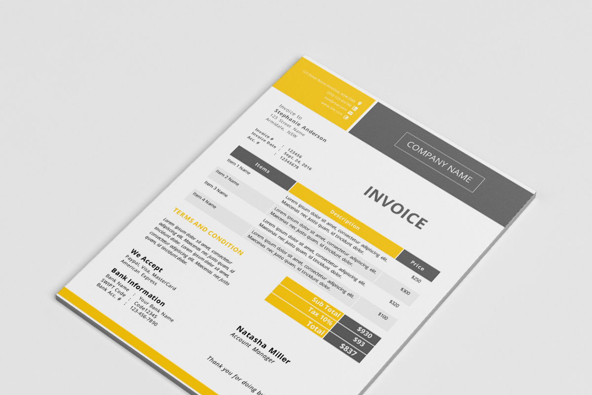 Modern docx invoice template, a Stationery Template by Inkpower