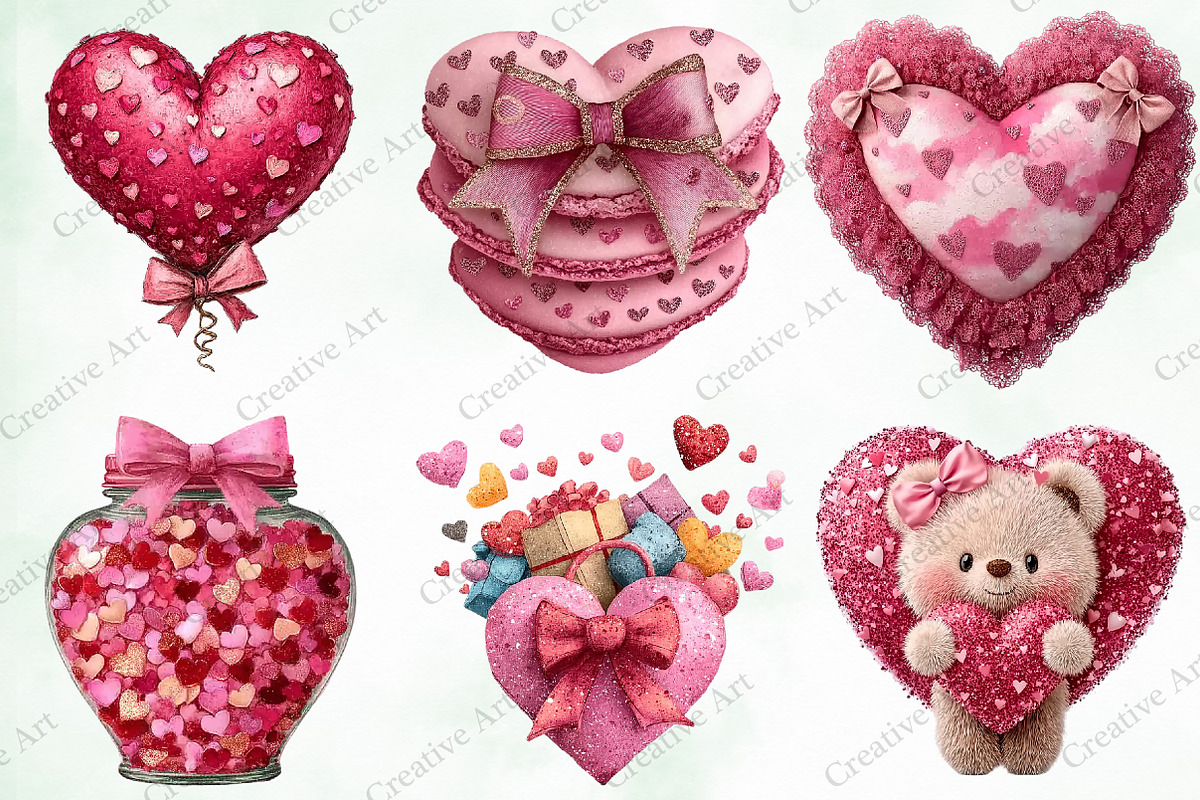 Watercolor Valentine Gift Clipart, an Illustration by Creative Art (Photo 6 of 9)