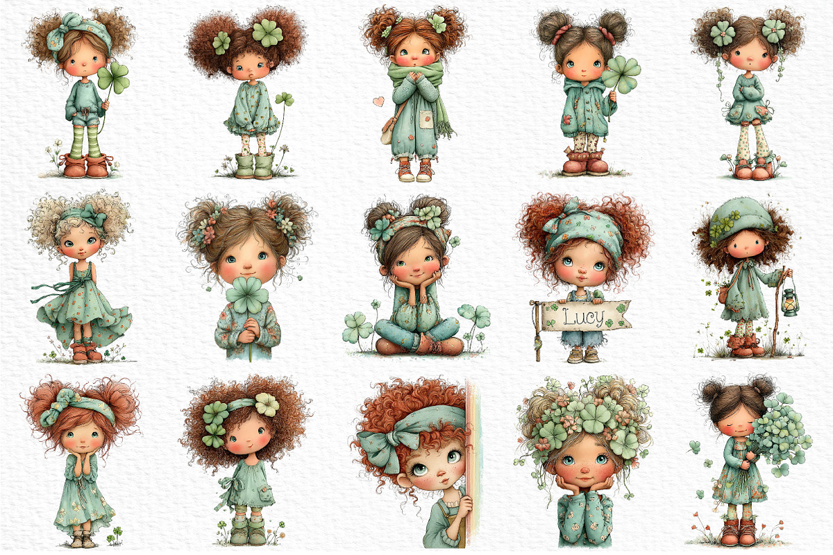 Whimsical St Patrick's Day Girl Clip, an Illustration by Craft Nest (Photo 6 of 11)
