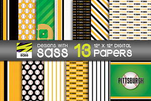 Seamless Pittsburgh Baseball Pattern, a Pattern Graphic by Designs With Sass