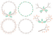 Mint & Peach Holly Clipart & Vectors, an Illustration by Amanda Ilkov (Thumbnail 3 of 5)
