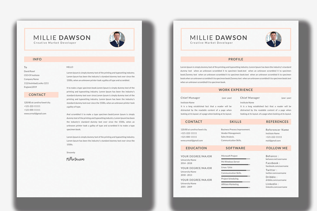 Resume Template and Cover Letter, a Resume Template by designvillage (Photo 9 of 13)