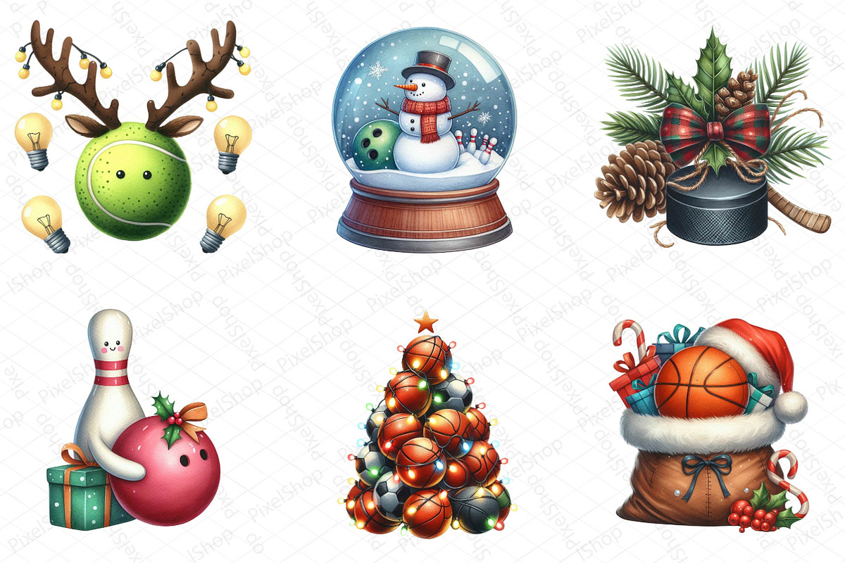 Christmas Sport Balls Sublimation PN, an Illustration by DreamPrint404 (Photo 3 of 5)