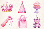 Pink Birthday Watercolor Clipart, an Illustration by Rose Art (Thumbnail 4 of 4)
