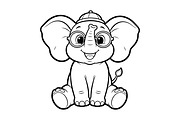 Cartoon Animals Coloring Page Set, an Animal Illustration by dx_vect (Thumbnail 6 of 7)