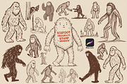 Bigfoot Procreate Stamp Brush Set, a Brush Add-On by Heather Green Designs (Thumbnail 1 of 10)