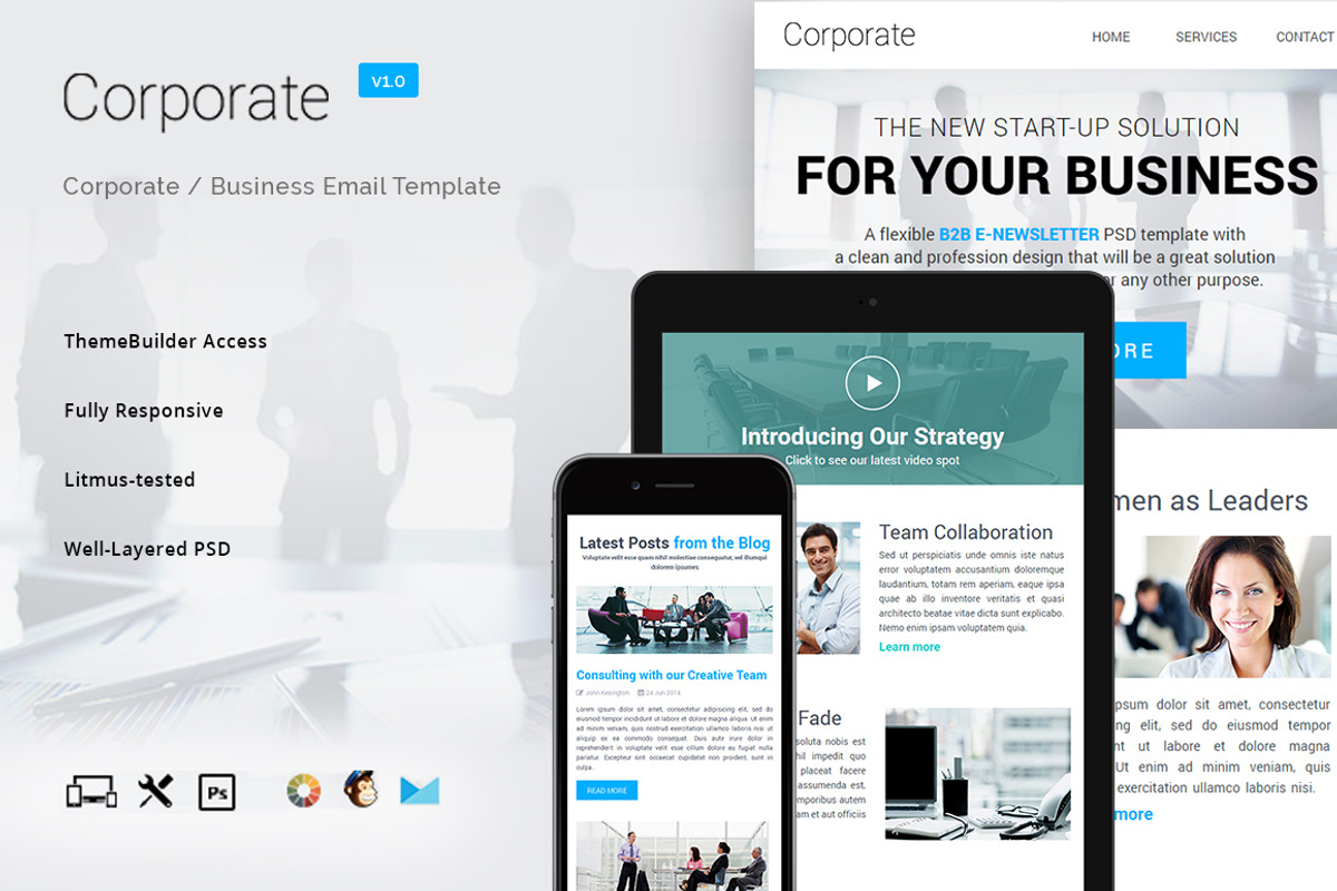 9 Corporate Email Bundle + Builder, an Email Template by NancyS (Photo 1 of 3)