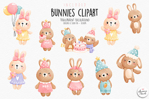 Birthday Bunnies Clipart, Birthday