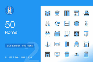 Home Blue & Black Icons, an Icon by IconBunny