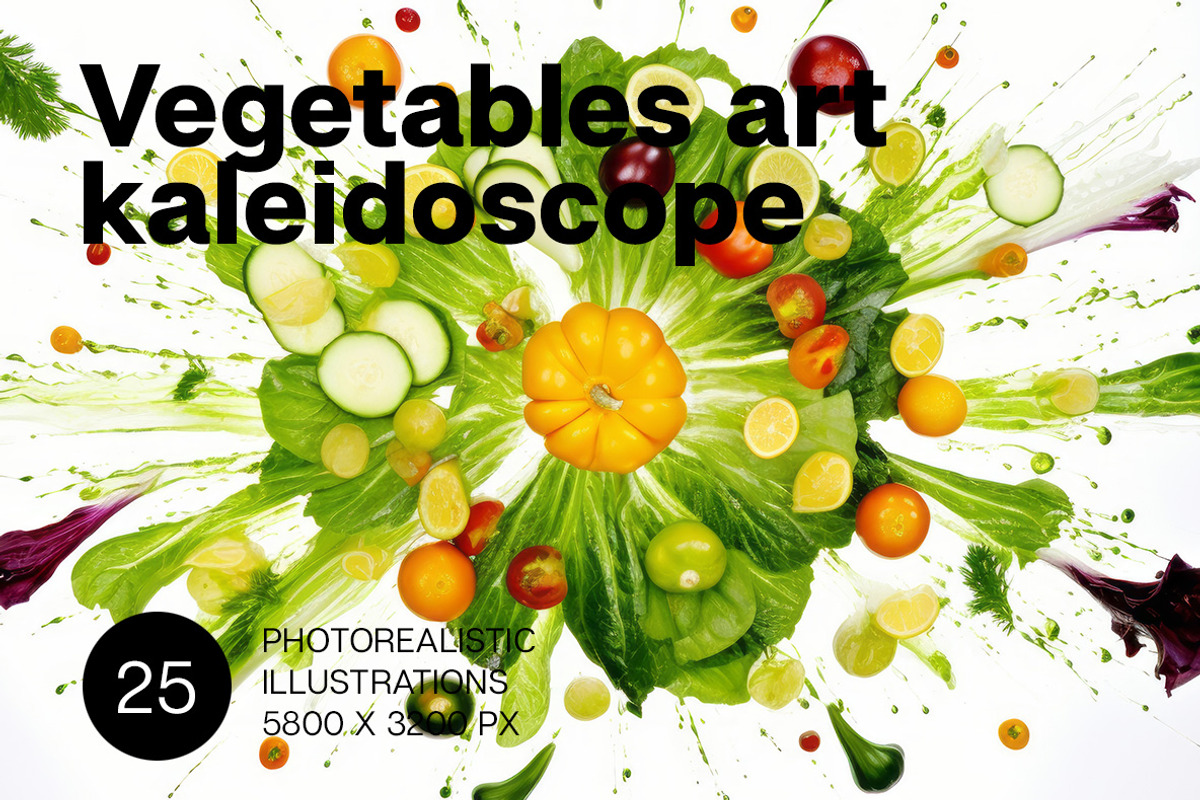 Vegetables art kaleidoscope, a Background Graphic by Handmadefont (Photo 1 of 9)