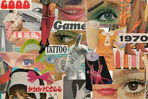 70s Retro Collage Kit / 230 Objects