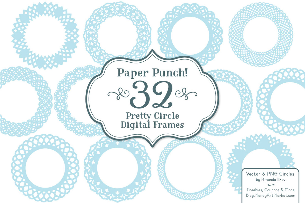Soft Blue Lace Circle Frames, an Illustration by Amanda Ilkov (Photo 2 of 5)